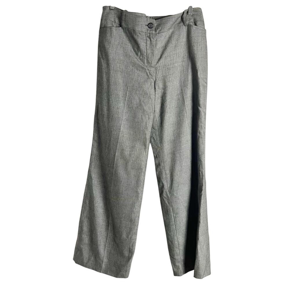 Ann Taylor LOFT Ann Fit Herringbone Gray Wide Leg Wool Trouser Pants Size 8